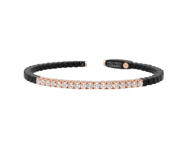 BRACCIALE DADO CERAMICA NERA ORO ROSA E DIAMANTI ROBERTO DEMEGLIO DD4CN18GDBO